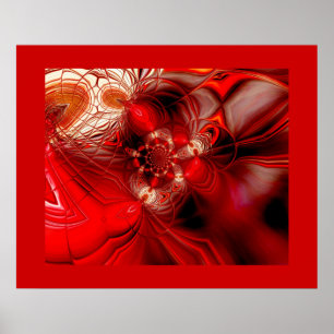 Poster Cartaz de Arte Abstrata Envolvido em Vermelho 2
