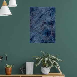 Poster Cartaz de Arte Abstrata Mármore Azul Índigo Escuro