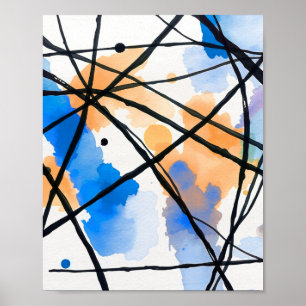 Poster Cartaz de Arte Abstrata Minimalista Moderna em Lin