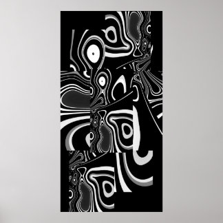 Pôster Cartaz de Arte Abstrata Ultra Moderno Preto Branco