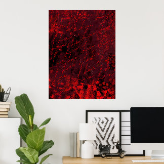 Poster Cartaz de Arte Abstrata Vermelha Romântica na Pare