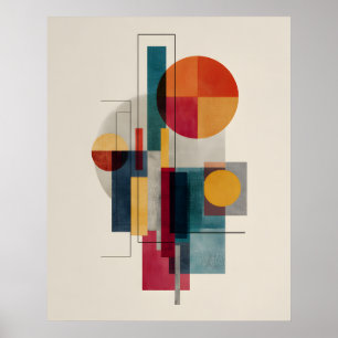 Poster Cartaz de Arte Abstrato Geométrico Bauhaus Colorid