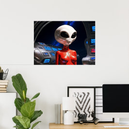 Poster Cartaz de Arte Alien AI Preparando-se Para o Voo