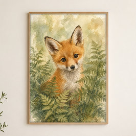 Poster Cartaz de Arte Aquarela Caprichosa Kit da Raposa