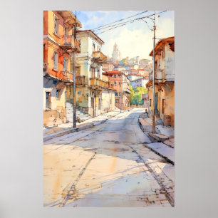 Poster Cartaz de Arte Boêmio da Rua de Tirana