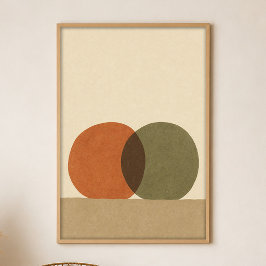 Poster Cartaz de Arte Boho em Gouache de Sóis Sobrepostos