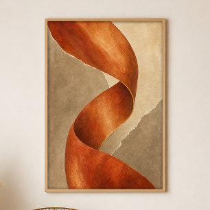 Poster Cartaz de Arte Boho em Gouache Dobrado em Cobre