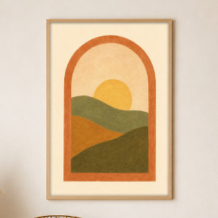 Poster Cartaz de Arte Boho em Gouache Janela para as Coli