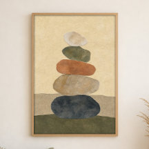 Cartaz de Arte Boho em Gouache Riverstone Stack