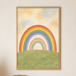 Poster Cartaz de Arte Boho Gouache Colina Arco-íris Duplo