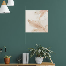 Poster Cartaz de Arte Botânica Folhas Blush Aquarela | Tã