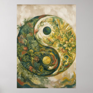 Poster Cartaz de Arte Botânica Yin Yang da Natureza