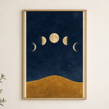 Cartaz de Arte Celestial em Aquarela das Fases da