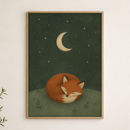 Poster Cartaz de Arte Celestial em Aquarela Lua da Raposa
