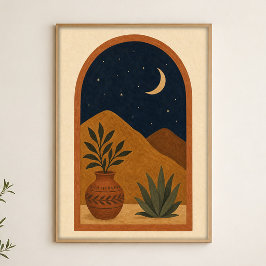 Poster Cartaz de Arte Celestial em Aquarela Lua no Arco