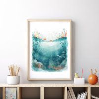 Cartaz de Arte Cena Subaquática Vida Marinha Ocean