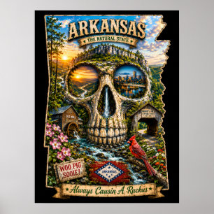 Poster Cartaz de Arte com Crânio do Arkansas - Estado de