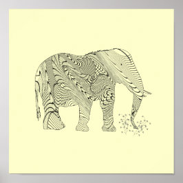Poster Cartaz de Arte com Elefante em Padrão