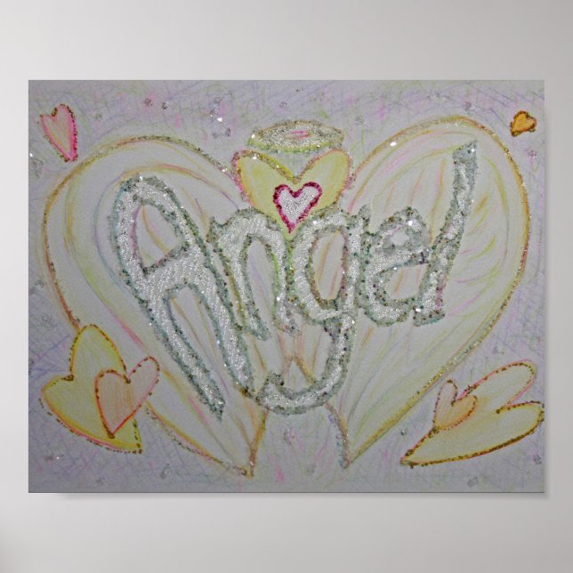 Poster Cartaz de Arte com Palavra Inspiradora Anjo (Frente)
