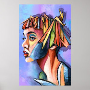 Poster Cartaz de Arte Cubista Senhora