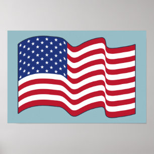 Poster Cartaz de Arte da Bandeira Americana Ondulante