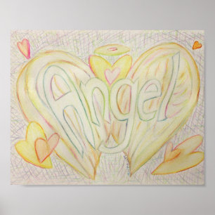 Pôster Cartaz de Arte de Anjo com Palavra Inspiradora