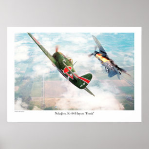 Poster Cartaz de Arte de Aviação "Nakajima Ki-84疾風 "Frank