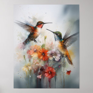 Poster Cartaz de Arte de Beija-flores