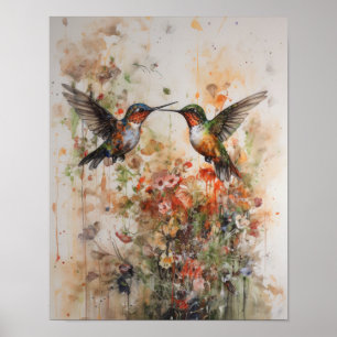 Poster Cartaz de Arte de Beija-flores