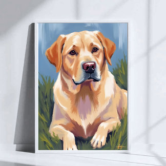 Poster Cartaz de Arte de Cachorro Labrador Amarelo