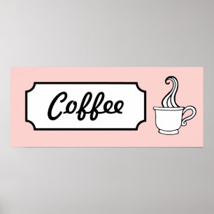 Pôster Cartaz de Arte de Café Retro