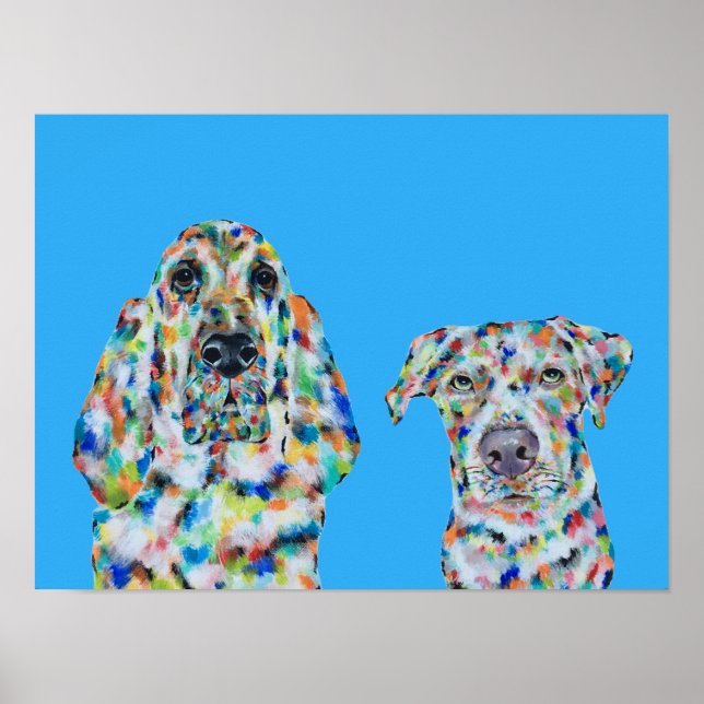 Poster Cartaz de Arte de Cão de Caça e Labrador (Frente)