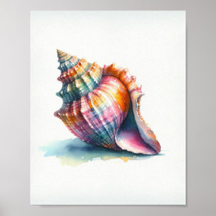 Poster Cartaz de Arte de Concha em Aquarela