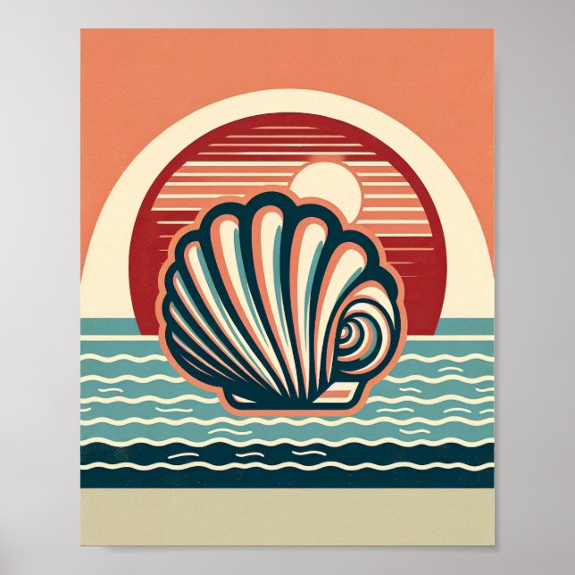 Poster Cartaz de Arte de Conchas Retrô (Frente)