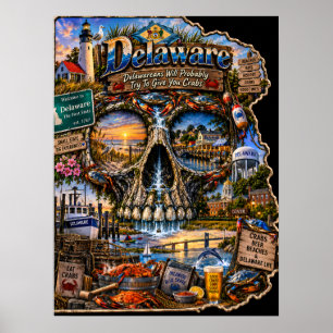 Poster Cartaz de Arte de Crânio de Delaware - Estado de E