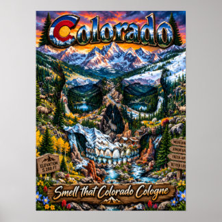 Poster Cartaz de Arte de Crânio do Colorado - Estado de E