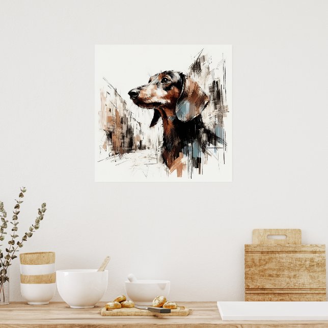 Poster Cartaz de Arte de Dachshund (Cozinha)