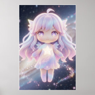 Poster Cartaz de Arte de Fada Estrela Pastel Fofa