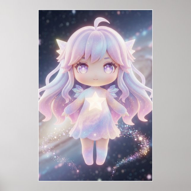Poster Cartaz de Arte de Fada Estrela Pastel Fofa (Frente)