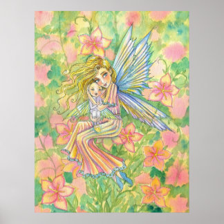 Pôster Cartaz de Arte de Fada Mãe e Bebê