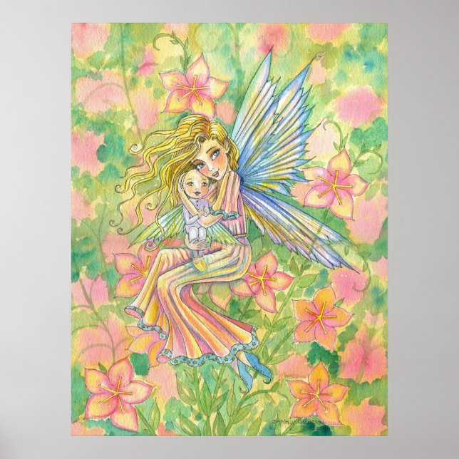 Pôster Cartaz de Arte de Fada Mãe e Bebê (Frente)