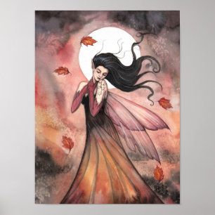 Pôster Cartaz de Arte de Fantasia Fada Gótica de Outono