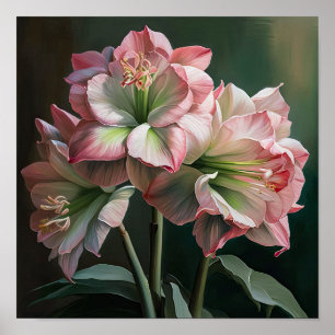 Poster Cartaz de Arte de Flor de Amarílis Rosa