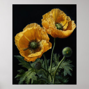 Poster Cartaz de Arte de Flores Amarelas de Papoula da Ca