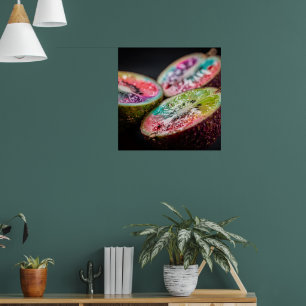 Poster Cartaz de Arte de Fruta Tropical Exótica Neon I