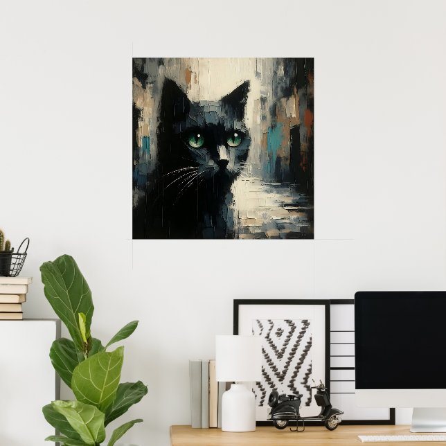 Poster Cartaz de Arte de Gato Preto (Escritório em casa)