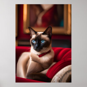 Poster Cartaz de Arte de Gato Siames — Olhos Azuis