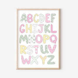 Poster Cartaz de Arte de Letras no Estilo Alphabet Quilt