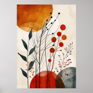 Poster Cartaz de Arte de Linha Abstrata Boho Minimalista 