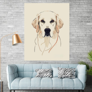 Poster Cartaz de Arte de Linha do Golden Retriever Minima